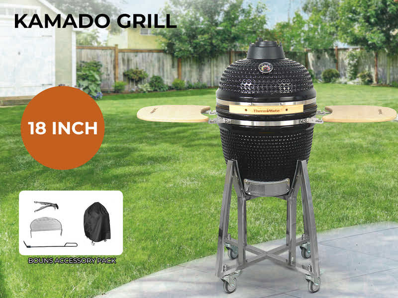 Kamado BBQ Grill Black - 18 Inch