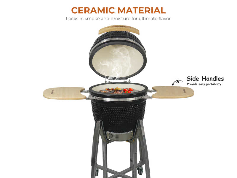 Kamado BBQ Grill Black - 18 Inch