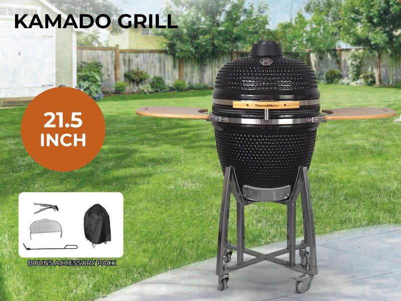 Kamado BBQ Grill Black - 21 Inch