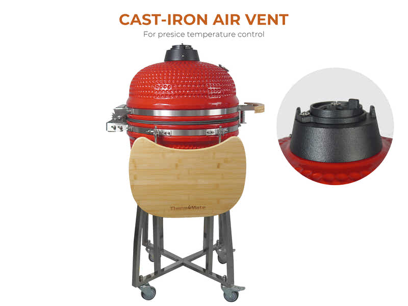 Kamado BBQ Grill Red - 21 Inch