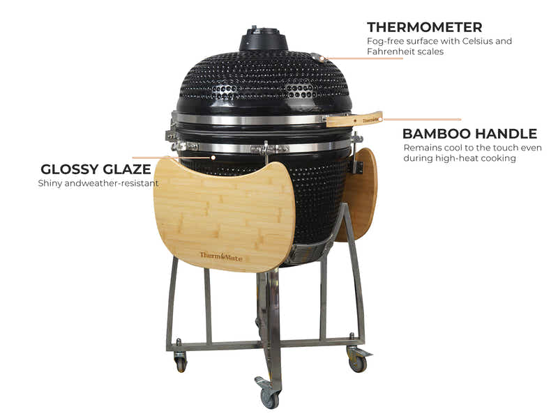 Kamado BBQ Grill Black - 23.5 Inch