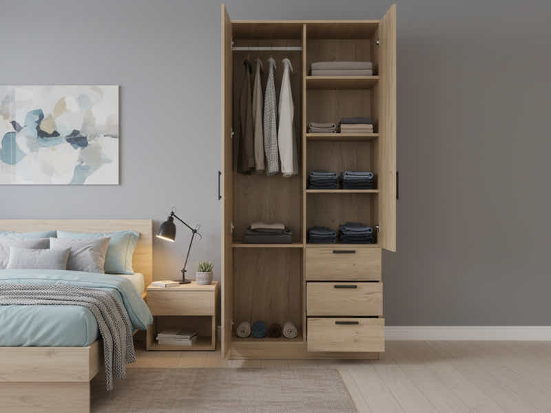 Kane 2 Doors Wardrobe With Drawers Upgraded