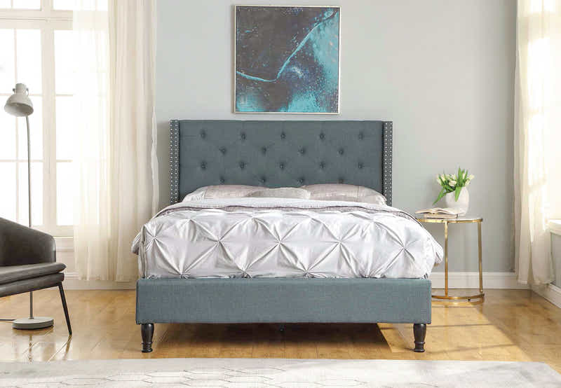 New Lisbeth Blue Bed with Bonnell Mattress Combo - Queen