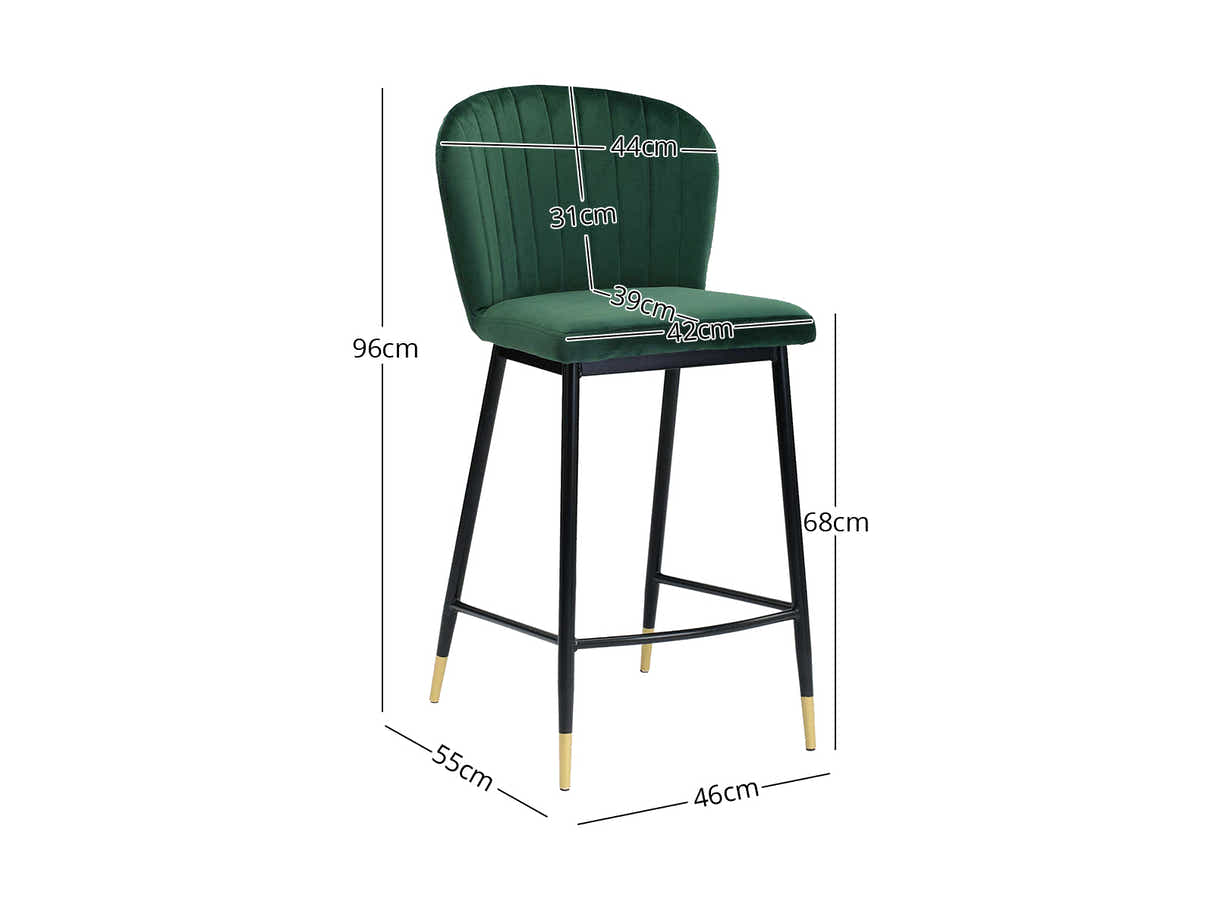 DS Velvet Bar Stool Green - Set of 2