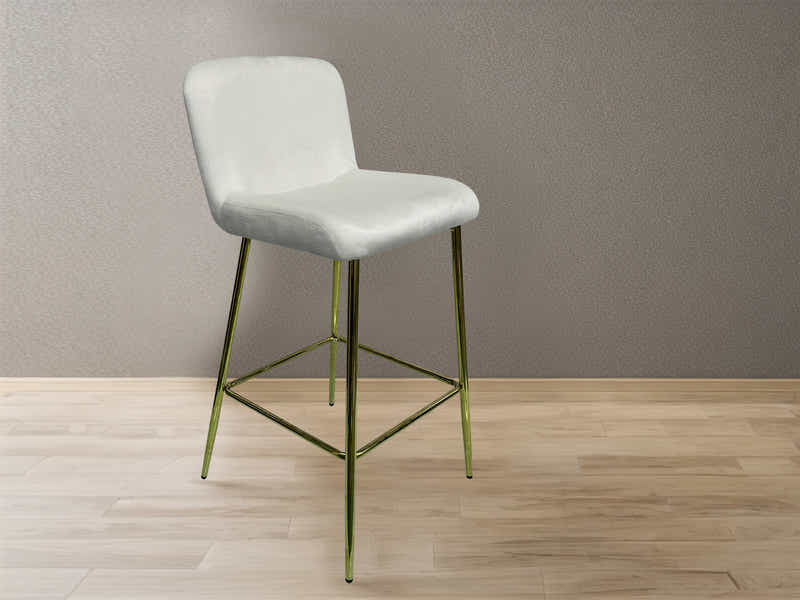 Velvet Bar Stool White - Set of 2