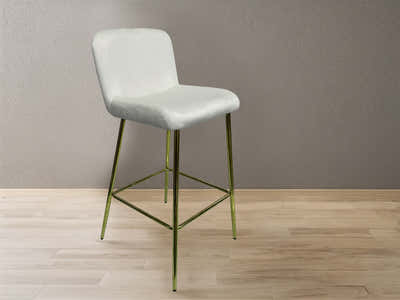 Velvet Bar Stool White - Set of 2