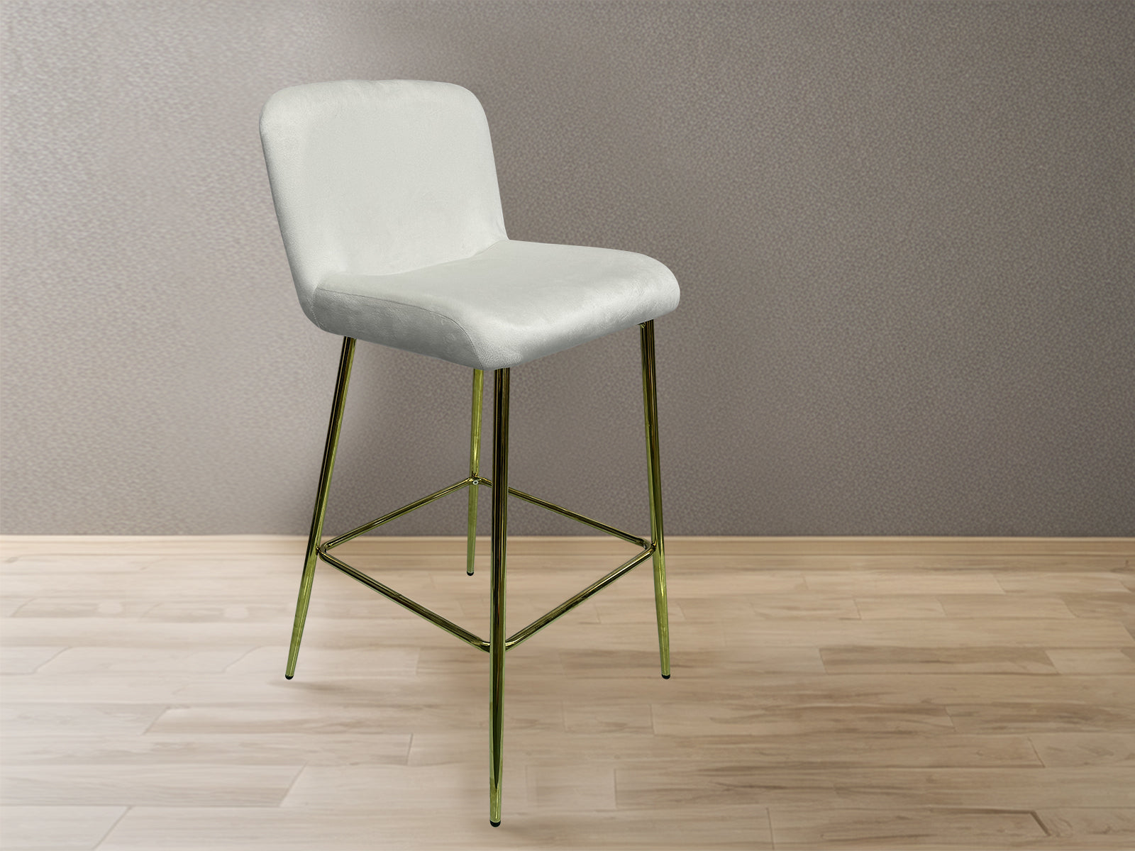Bar Stool Velvet Covered White X 2