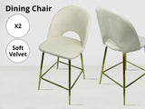 Bar Stool Velvet Covered White X 2