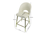 Bar Stool Velvet Covered White X 2