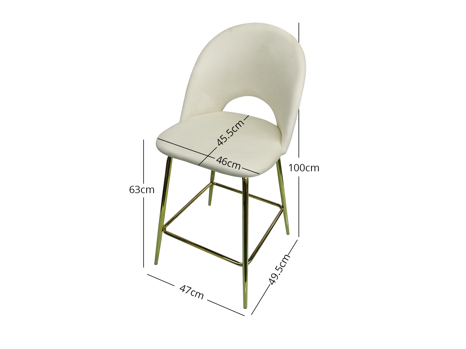 Bar Stool Velvet Covered White X 2