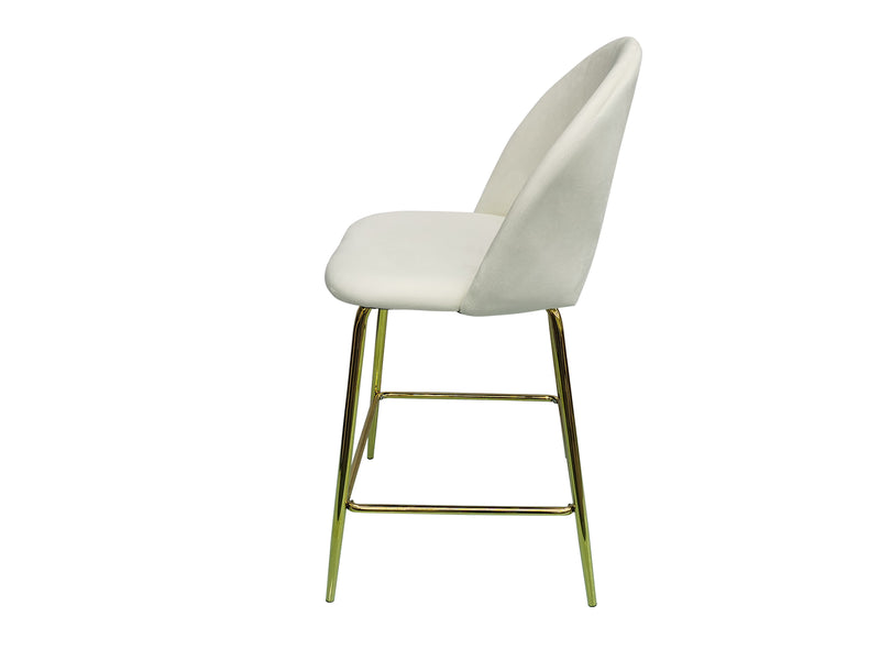 Velvet Bar Stool White - Set of 2