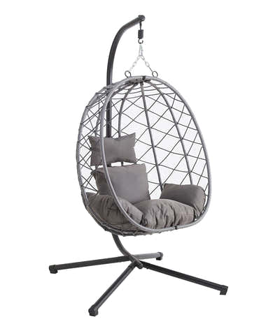 DS Single Foldable Outdoor Egg-Shaped Chair - Grey