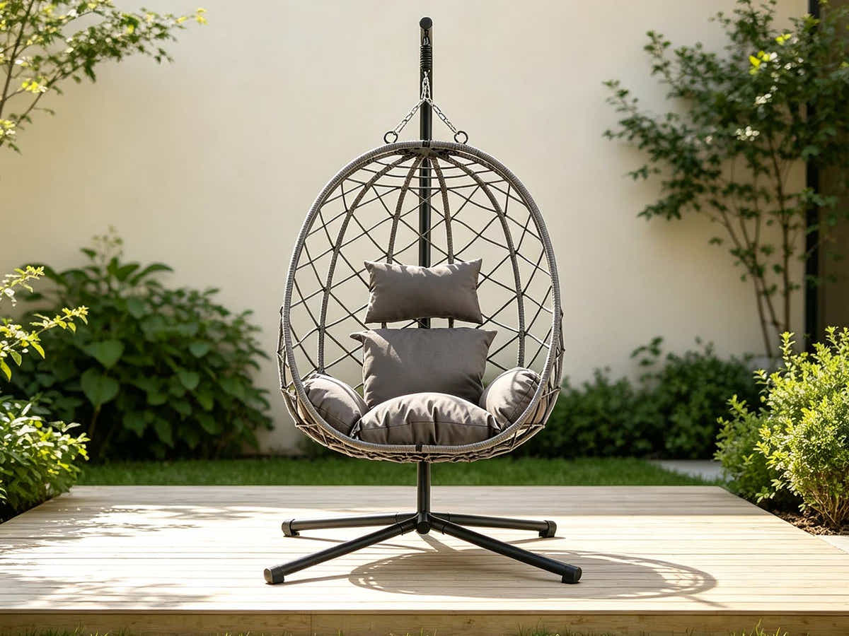 DS Single Foldable Outdoor Egg-Shaped Chair - Grey