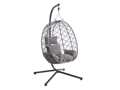 Single Foldable Outdoor Egg-Shaped Chair - Grey