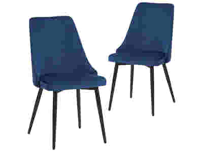 Navy Velvet Dining Chair with Iron Legs - Set of 2