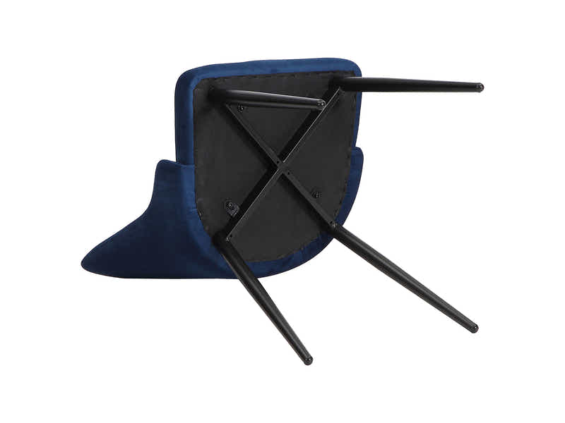 Navy Velvet Dining Chair with Iron Legs - Set of 2