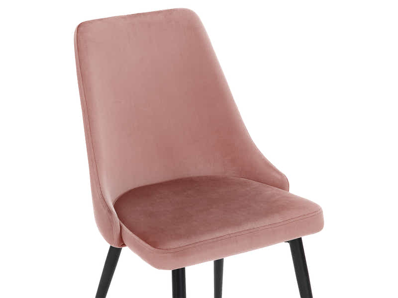 Deep Blush Velvet Dining Chair with Iron Legs - Set of 2
