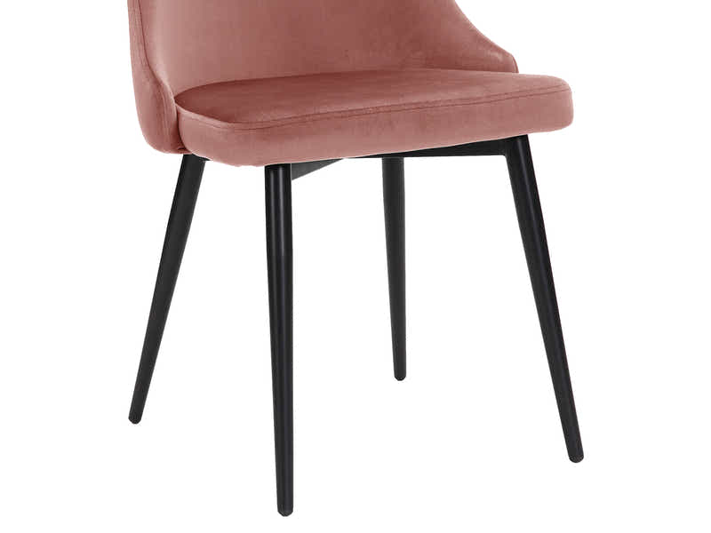 Deep Blush Velvet Dining Chair with Iron Legs - Set of 2