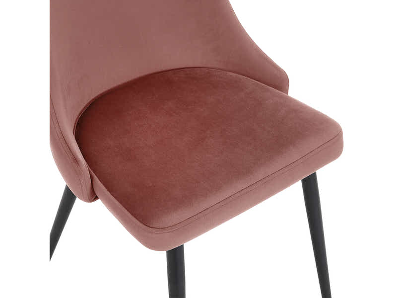 Deep Blush Velvet Dining Chair with Iron Legs - Set of 2