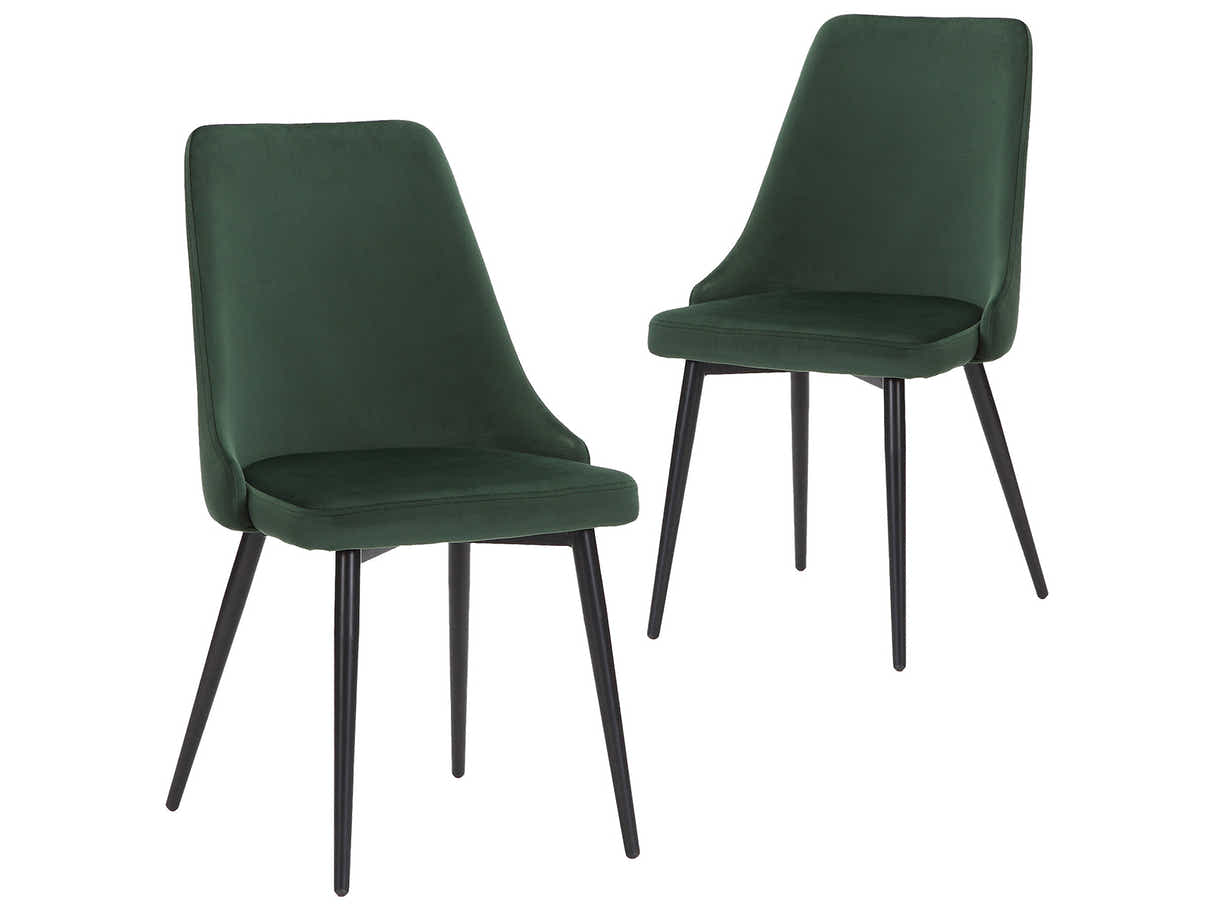 DS Emerald Green Velvet Dining Chair with Iron Legs - Set of 2