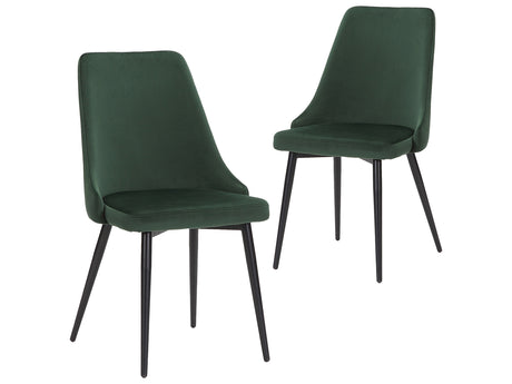 Emerald Green Velvet Dining Chair with Iron Legs - Set of 2