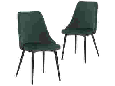 Emerald Green Velvet Dining Chair with Iron Legs - Set of 2