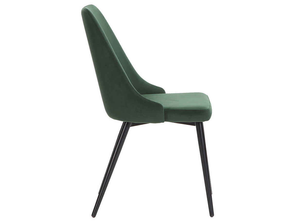 DS Emerald Green Velvet Dining Chair with Iron Legs - Set of 2
