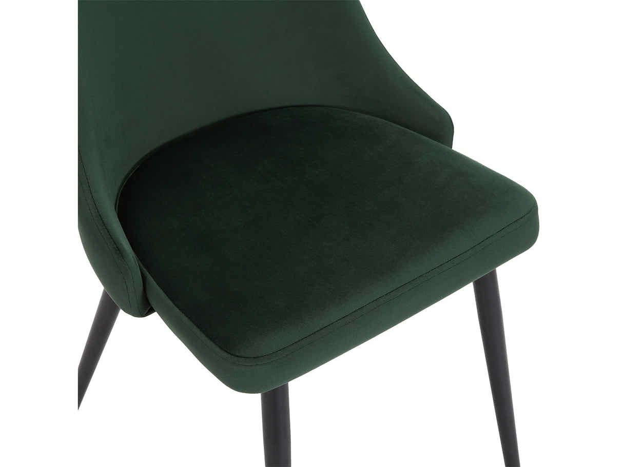 DS Emerald Green Velvet Dining Chair with Iron Legs - Set of 2
