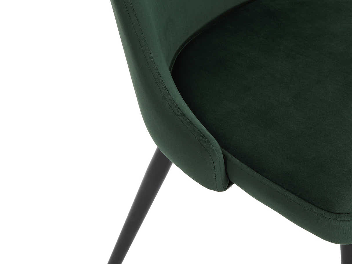 DS Emerald Green Velvet Dining Chair with Iron Legs - Set of 2