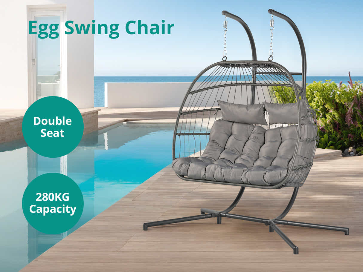 DS Pigato Double Swing Egg Chair - Grey