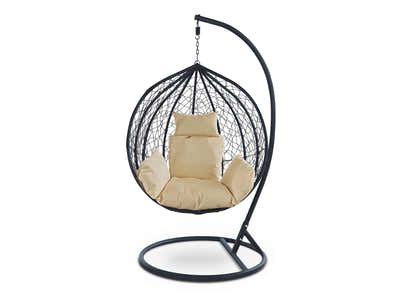 Outdoor Swing Egg Chair - Black & Beige
