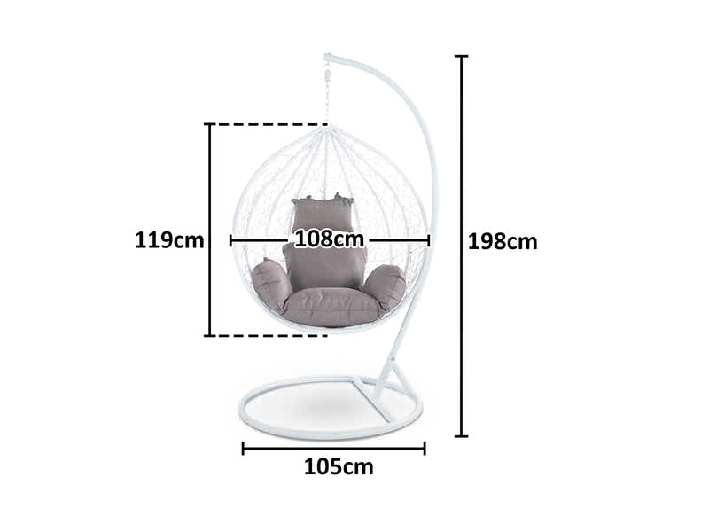 Outdoor Swing Egg Chair - White & Grey