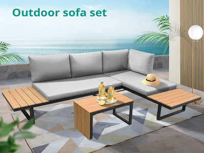 Polyvalent Outdoor Lounge Set Black Aluminium frame