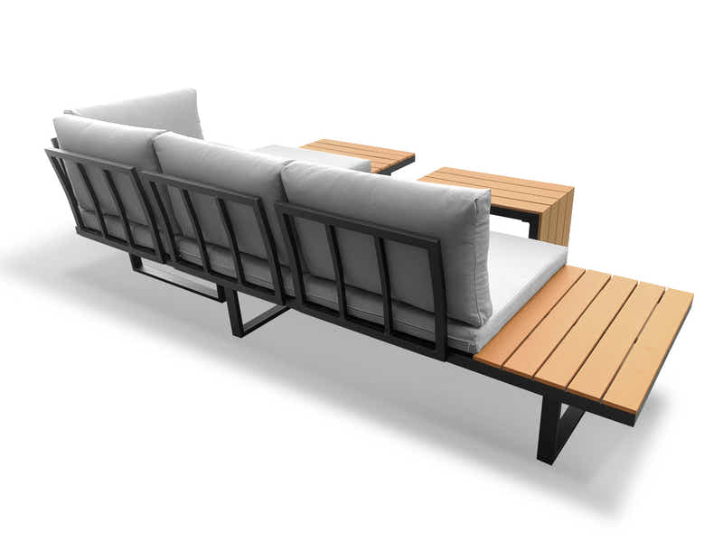Polyvalent Outdoor Lounge Set Black Aluminium frame