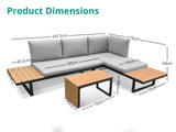 Polyvalent Outdoor Lounge Set Black Aluminium frame