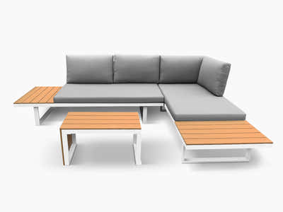 Polyvalent Outdoor Lounge Set White Aluminium frame