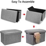 DS BS  76CM Storage Ottoman Double Foot Rest-Grey