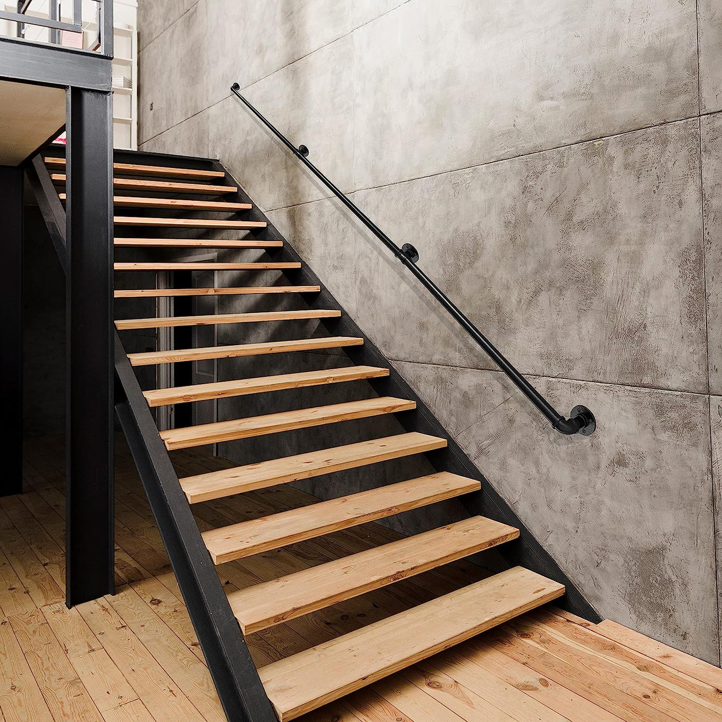 DS BS Industrial Pipe Stair Handrail-230CM
