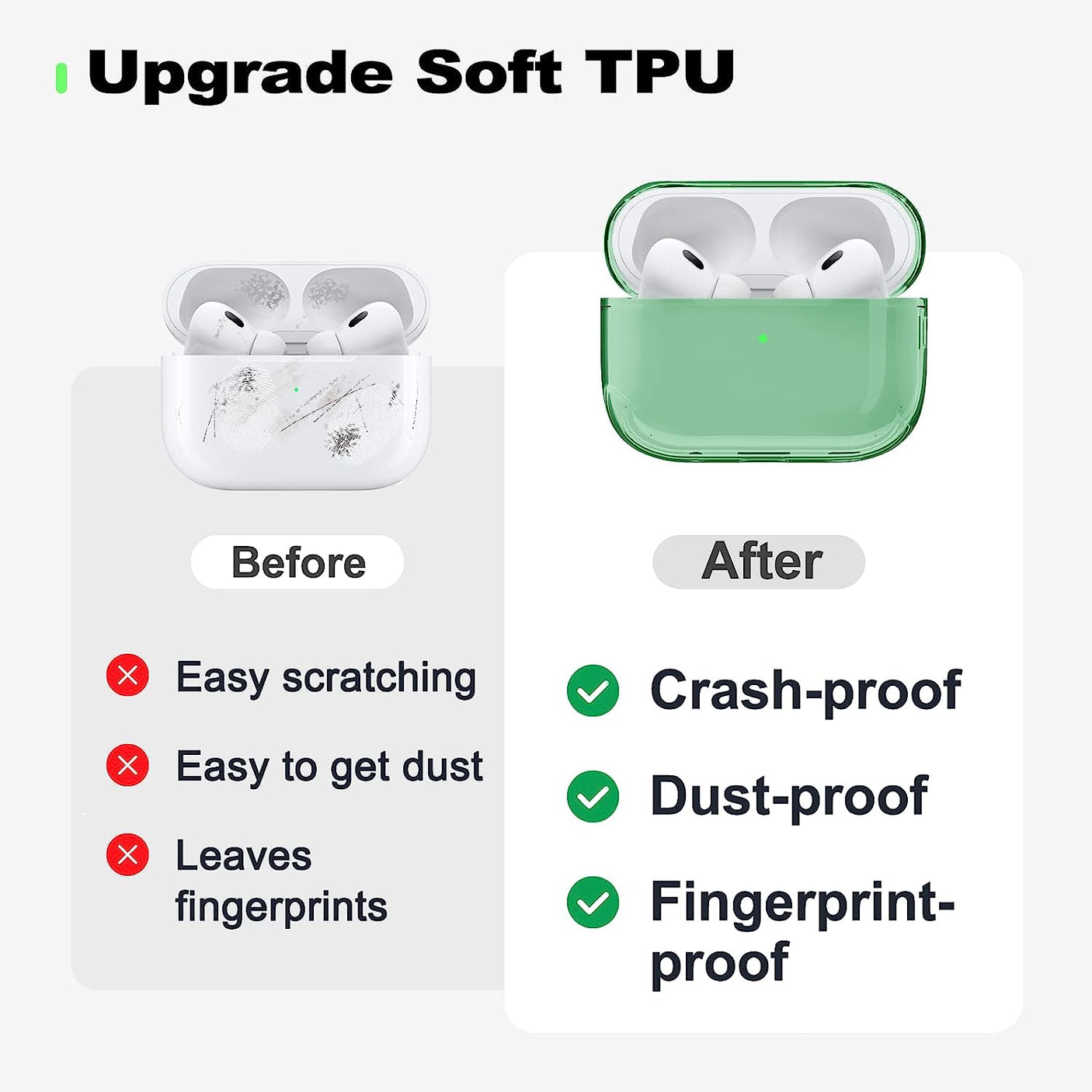 DS BS Compatible Airpods Pro2 Case-Clear Green