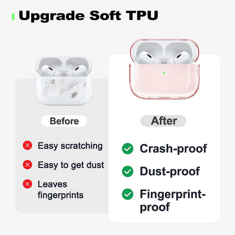 DS BS Compatible Airpods Pro2 Case-Clear Pink