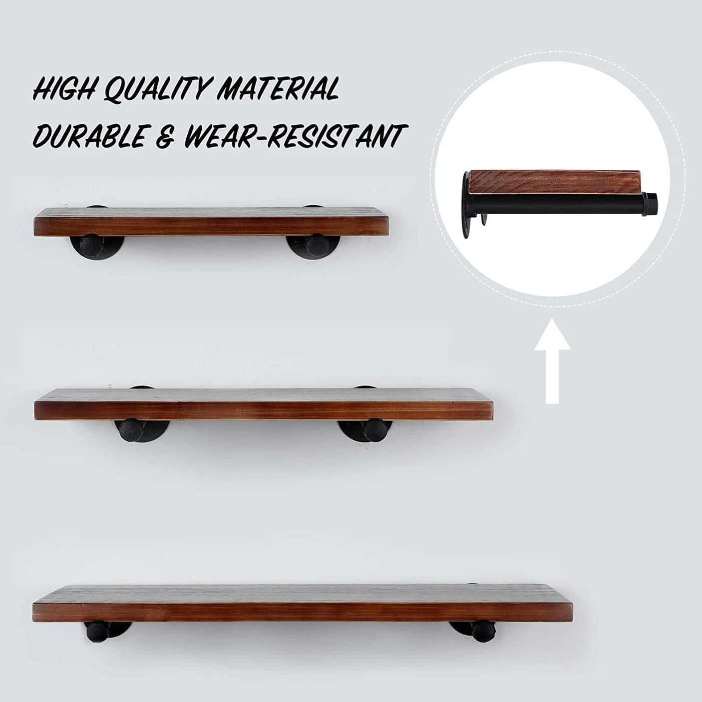 DS BS 4pack Industrial Iron Pipe DIY Floating Shelf Bracket-15CM
