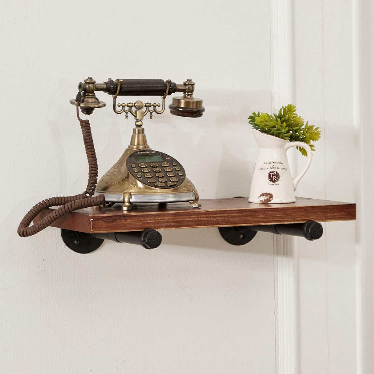 DS BS 4pack Industrial Iron Pipe DIY Floating Shelf Bracket-15CM
