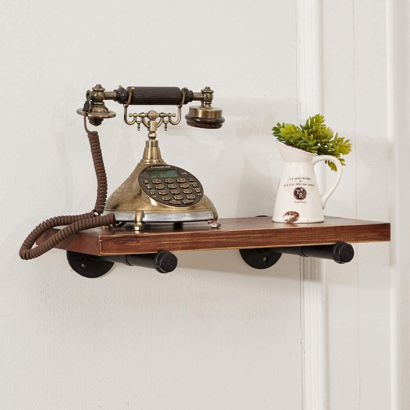 DS BS 4pack Industrial Iron Pipe DIY Floating Shelf Bracket-15CM