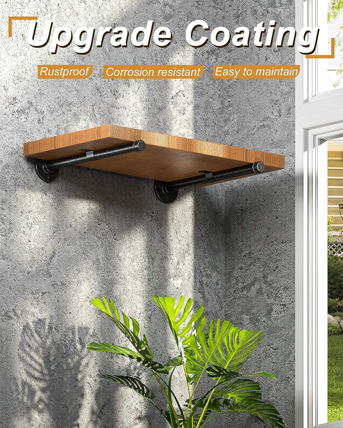 DS BS 4pack Industrial Iron Pipe DIY Floating Shelf Bracket-15CM