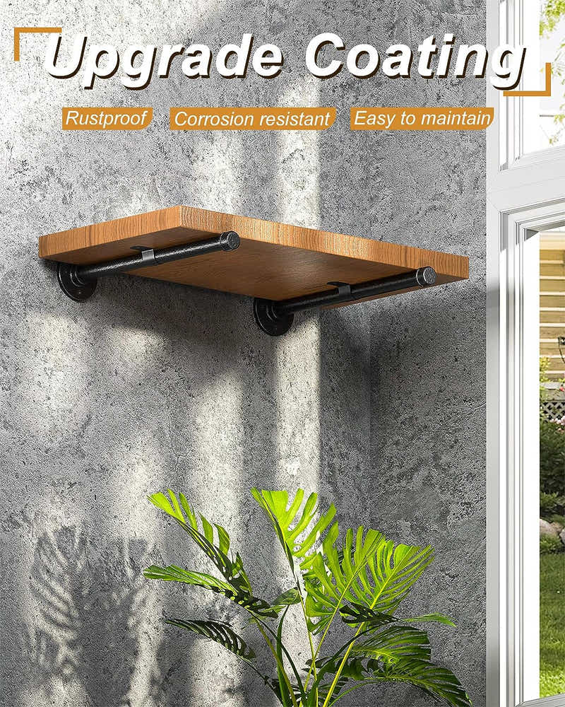DS BS 4pack Industrial Iron Pipe DIY Floating Shelf Bracket-15CM