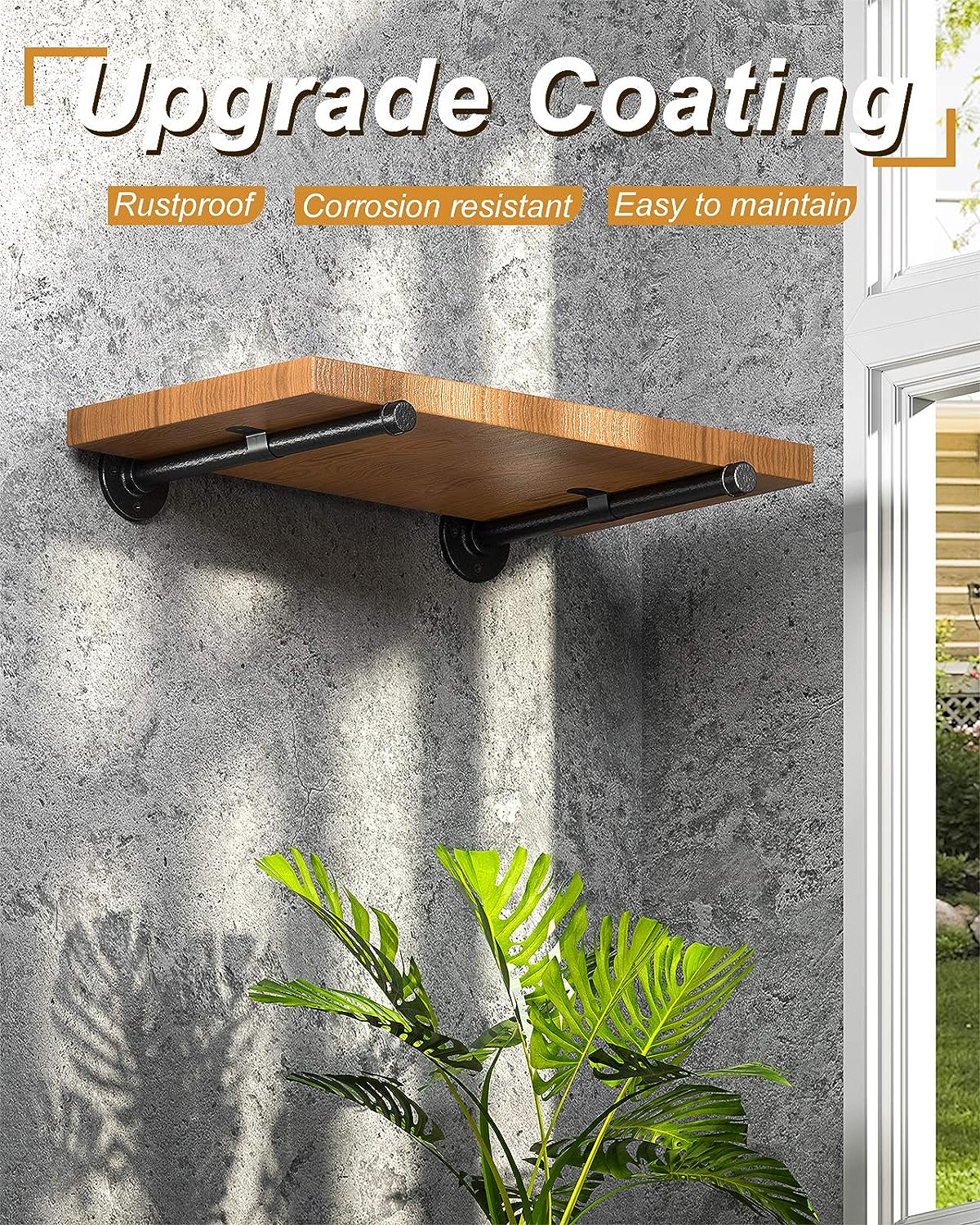 DS BS 4pack Industrial Iron Pipe DIY Floating Shelf Bracket-15CM