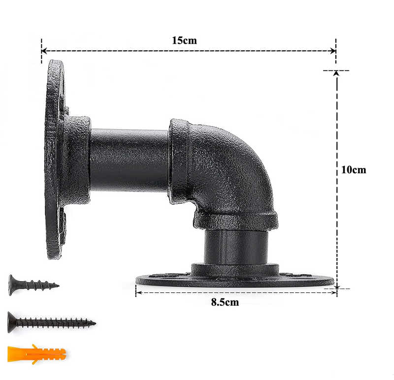 DS BS 4Pack Industrial Pipe DIY Shelf Bracket 10X15CM