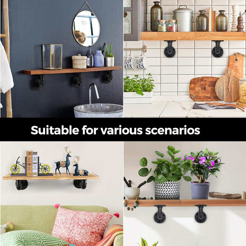 DS BS 4Pack Industrial Pipe DIY Shelf Bracket 10X15CM