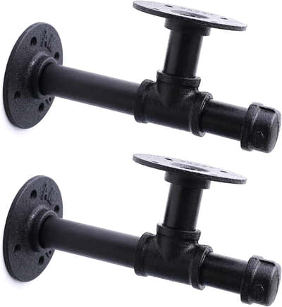 DS BS 2Pack Industrial Pipe DIY Shelving Brackets-24CM