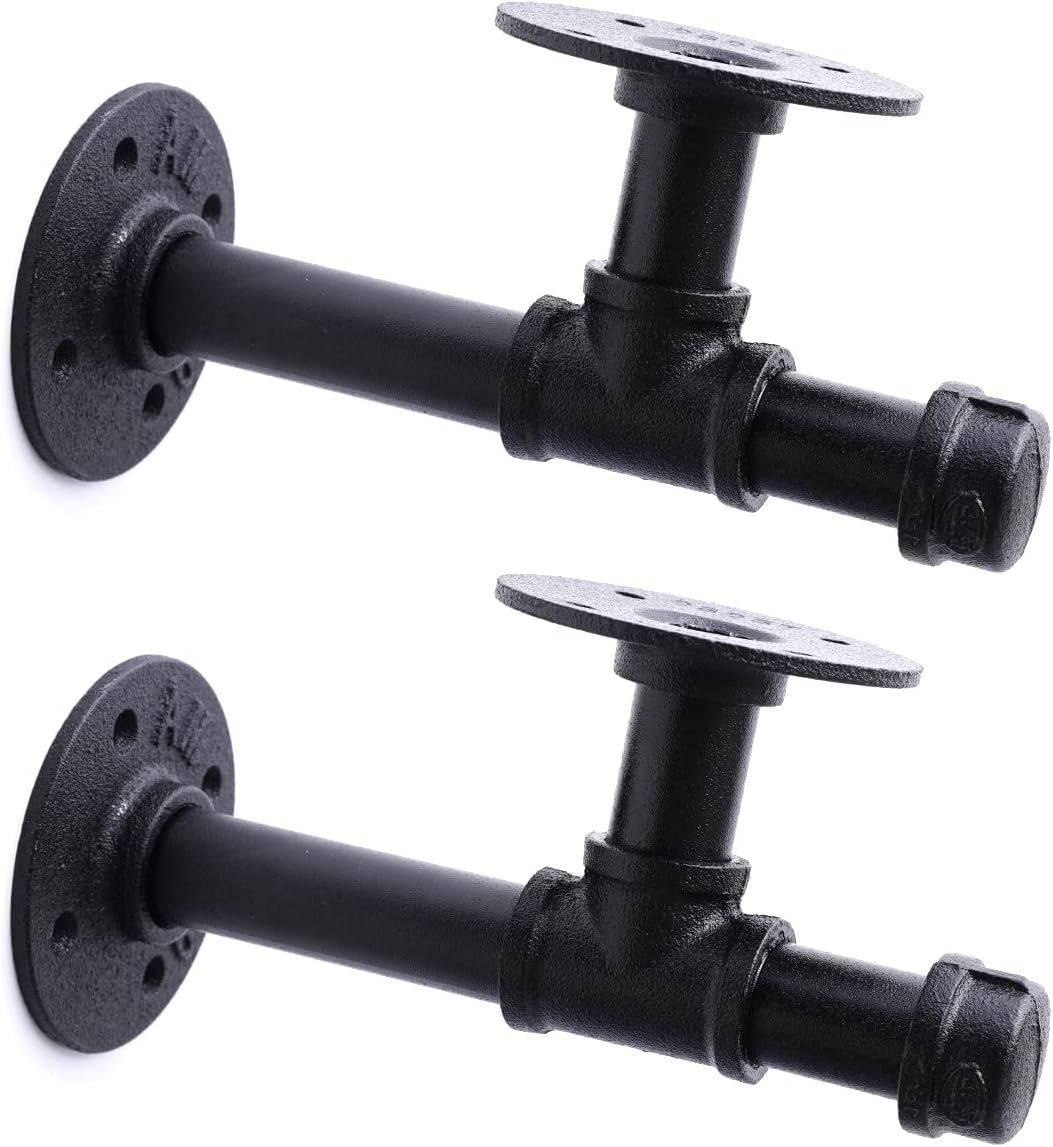 DS BS 2Pack Industrial Pipe DIY Shelving Brackets-24CM